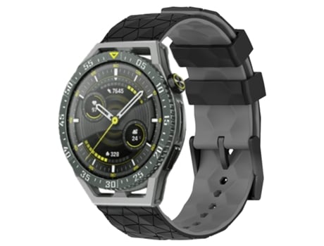 Correa de reloj inteligente para Huawei Watch GT 3 SE 22 mm Patrón de fútbol de silicona bicolor (negro + gris)