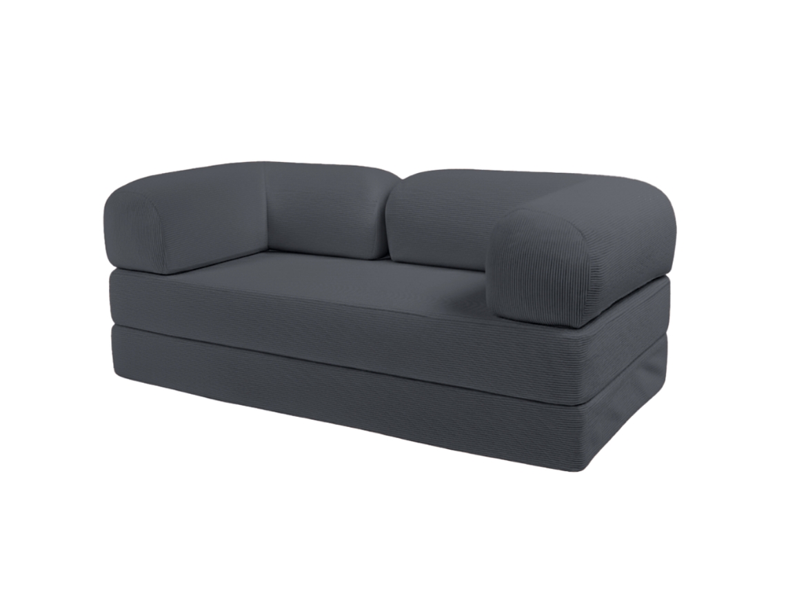 Sofá Cama Modular 2 Plazas De Pana Bananair 90x180 Cm Gris