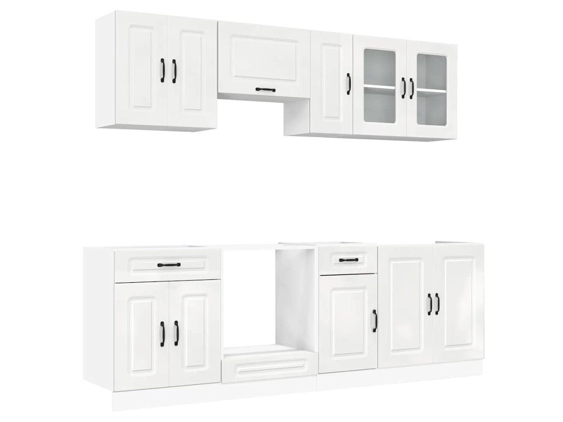 Conjunto de gabinetes de cocina Kalmar, blanco brillante, EXCLUSIVO DE LA CASA