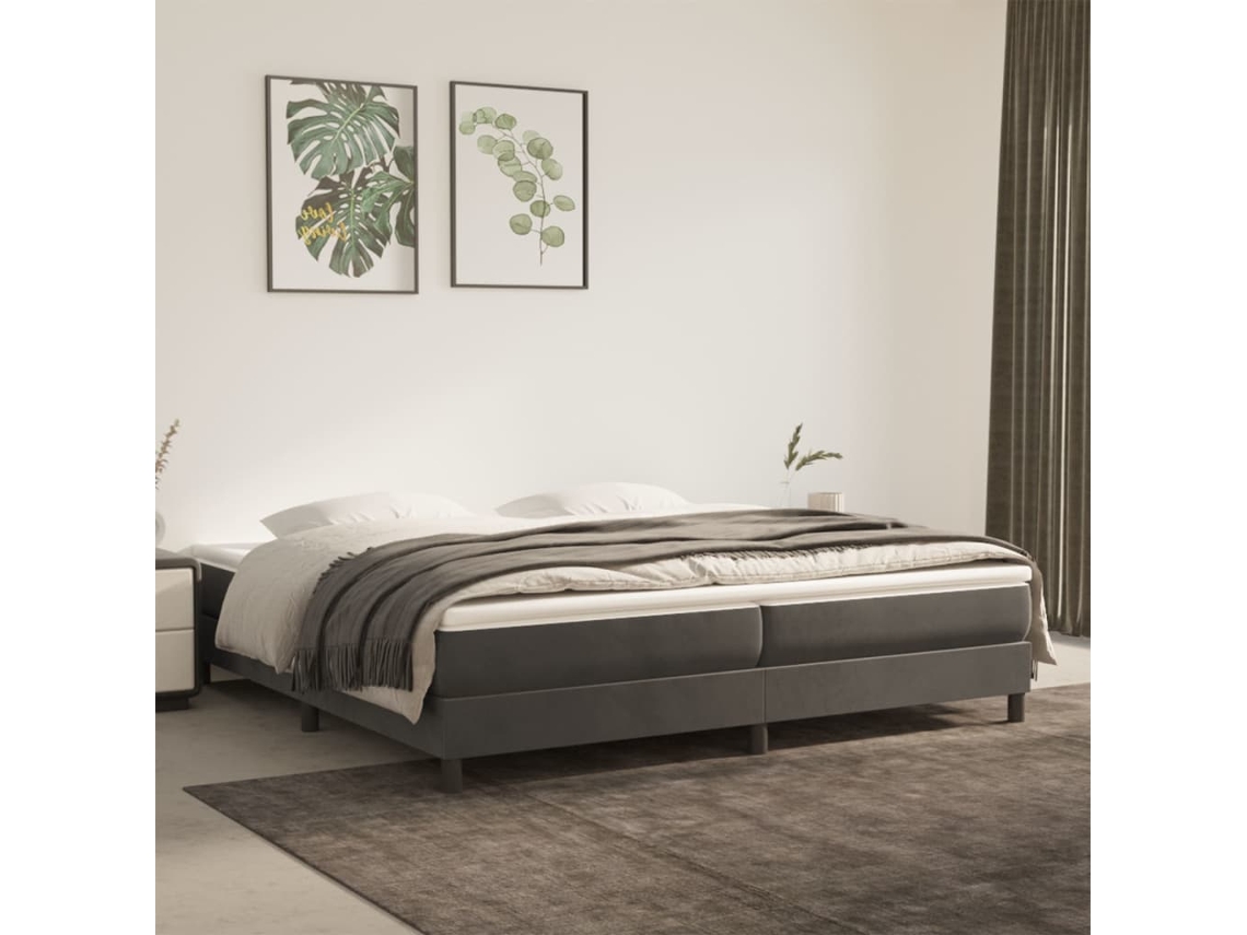 Estructura Cama Sin Colchón Terciopelo Gris Oscuro 200x200 Cm