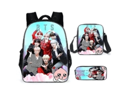 Mochila BTS de poliéster, 3 unidades, estilo informal, escolar, con estuche para lápices, bandolera, estilo Ushion