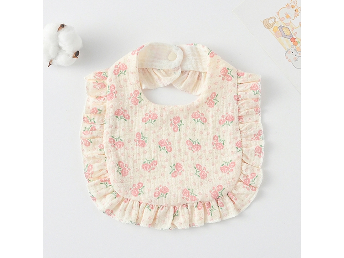 Babador Para Alimentação De Bebês Com Babados, Toalha De Saliva Para Bebês, Pano Macio De Algodão, Estilo: Rosa Rosa