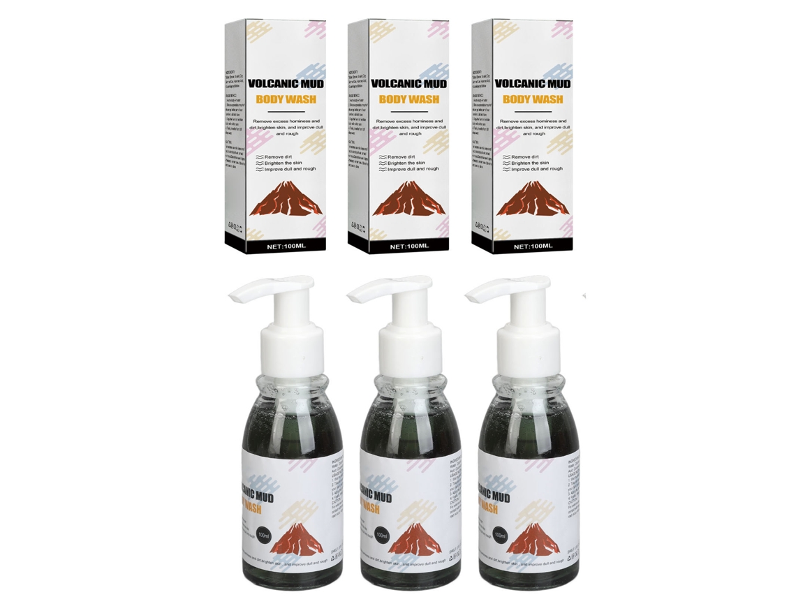3pcs Gel De Ducha De Barro Volcánico 100ml Para Blanqueamiento E Hidratación