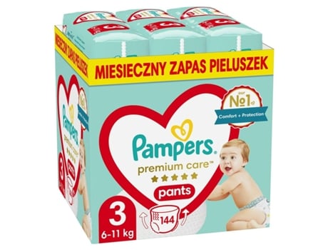 Pañales Desechables PAMPERS 6-11 kg 3 (144 Unidades)