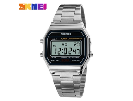 Reloj Digital para Hombre Relojes de Pulsera Impermeables Cuadrados de Negocios-Plateado LUUCOZK
