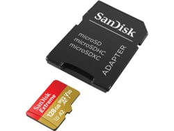 Tarjeta de Memoria Micro SD SANDISK Extreme (128 GB - 160 MB/s - Class10) + Adaptador SD