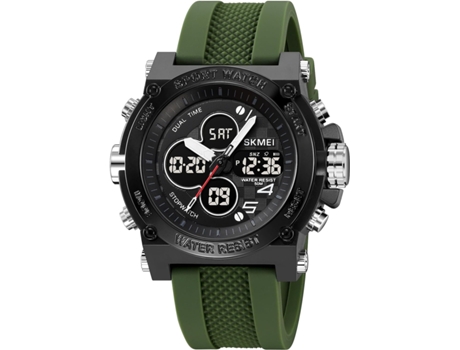 VEANXIN Relojes de pulsera digitales duales LED a prueba de golpes para hombres-Ejército verde