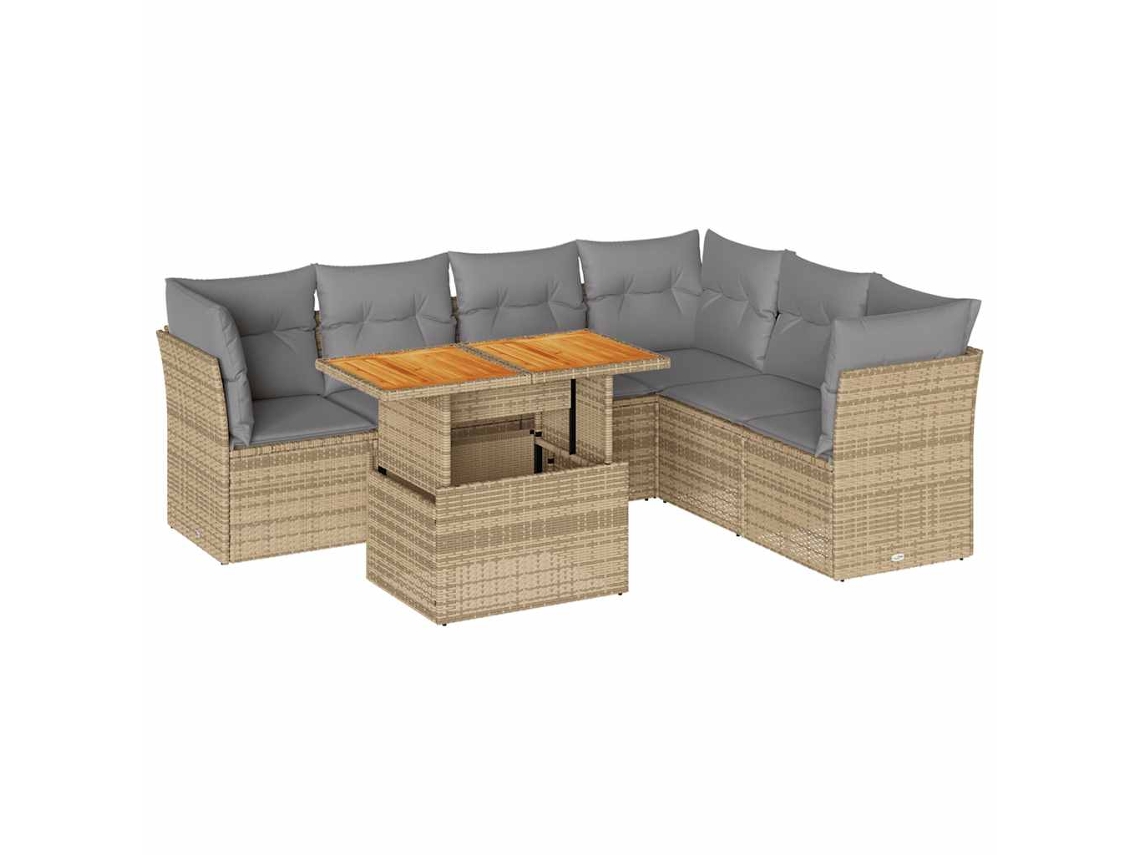 Conjunto 7 De Sofás Para Jardín VIDAXL Beige Poli Ratán(100 x 55 x 73 cm)