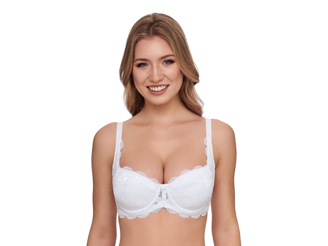 2026-susa 8033-3 Brassiere Mujer Wiesn Zauber Blanco Con Bordado Floral Acolchado Armado Cupula Media