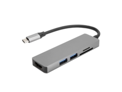 Adaptador Multifuncional Portátil 4k 5 En 1 Con Interfaz Multimedia Hd Y Puerto Usb-c, Tarjeta De Memoria Y Transmisión De Energía.