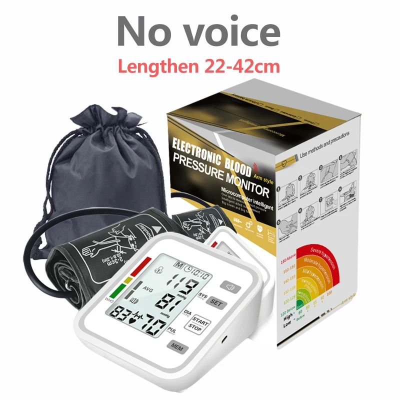 Monitor digital automático de presión arterial para brazo, instrumento de medición de presión arterial MDUG (versión extendida, sin anuncios de voz)