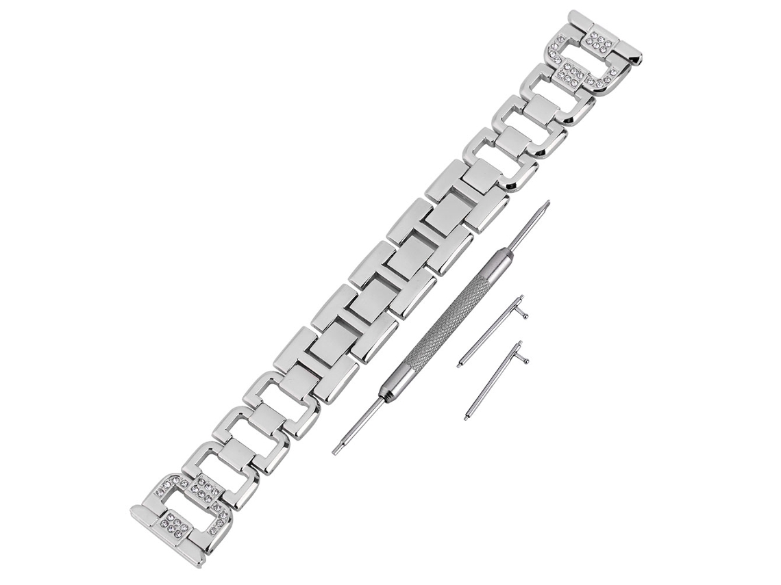Reemplazo De Correa De Reloj Fitbit Versa Con Strass De Acero Inoxidable Plateado