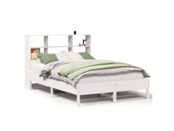Maison Exclusive - Cama Con Estantería Sin Colchón Madera Maciza Blanca 160x200 Cm