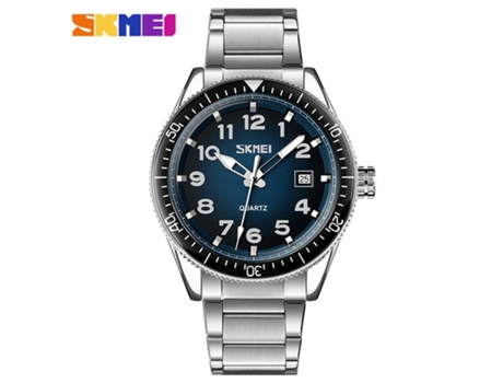 Reloj para Hombre Relojes analógicos con Fecha, Relojes de Pulsera Resistentes al Agua, Esfera Azul con círculo Plateado, Tira de Acero LUUCOZK