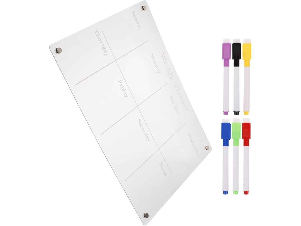 Organizador semanal magnético y de acrílico borrable para refrigerador