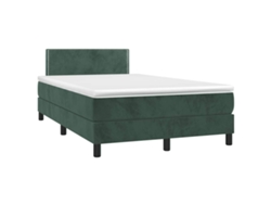 Cama Box Spring Colchón Y Led Terciopelo Verde Oscuro 120x190cm