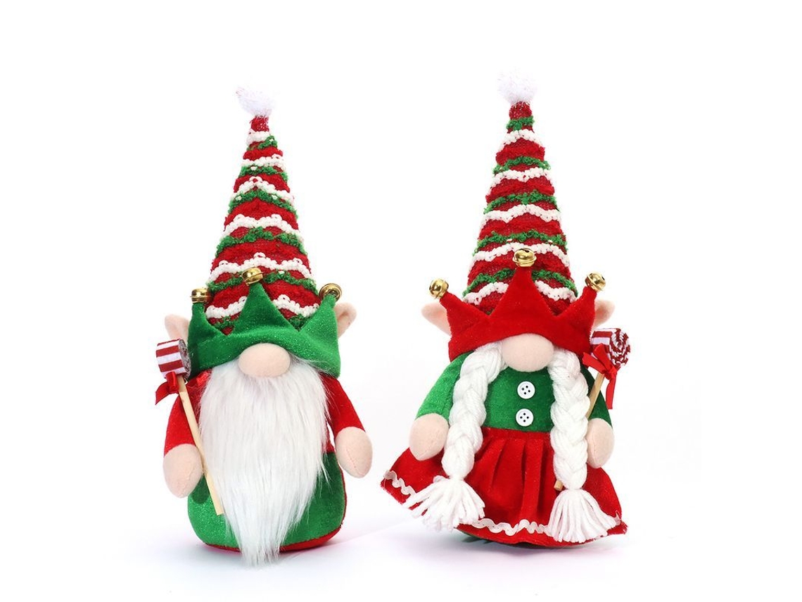 Muñecos de Elfos Navideños En Pareja Linjou, Decoración de Tela Suave, 2 Piezas