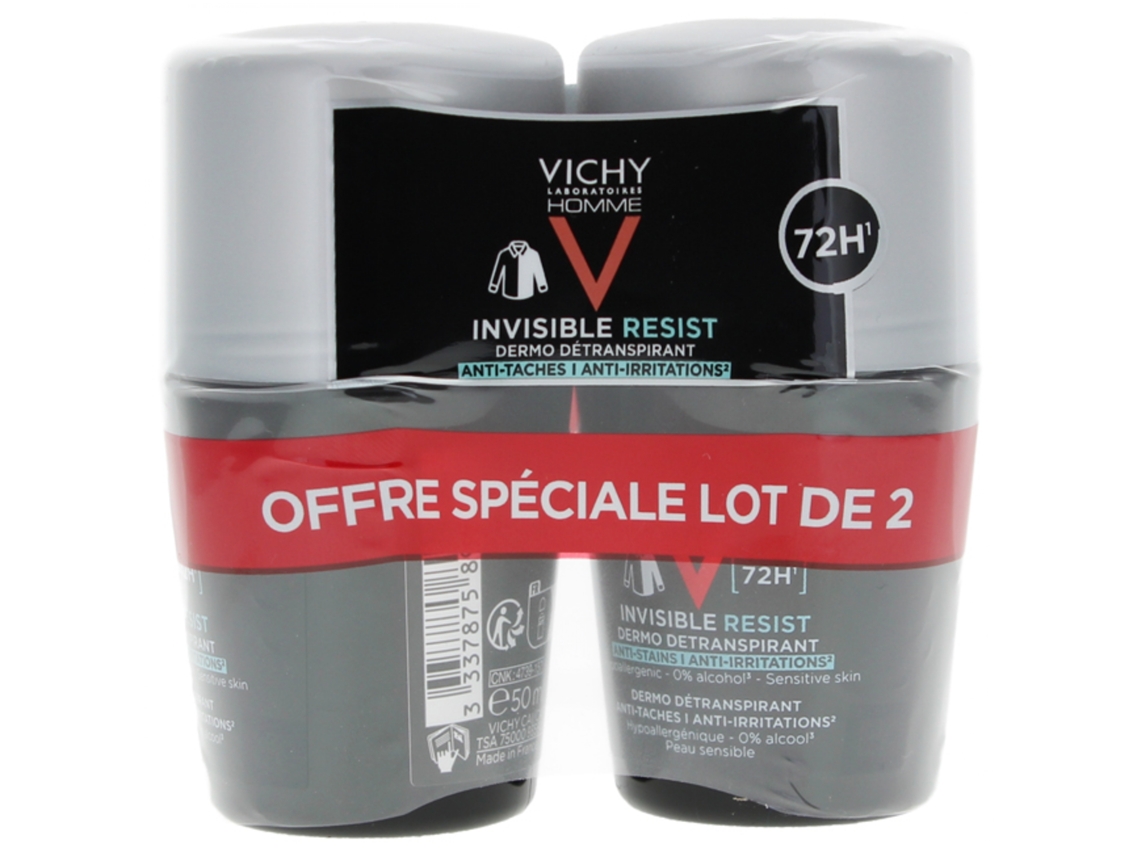 Desodorante Invisible Resist 72H Roll-On Lote de 2 X 50 Ml VICHY LABORATOIRES