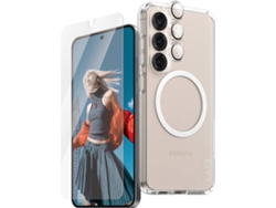 Paquete de protección 3 en 1 PANZERGLASS para Samsung Galaxy S25 (Funda + Protector de pantalla de privacidad + Protector de cámara)