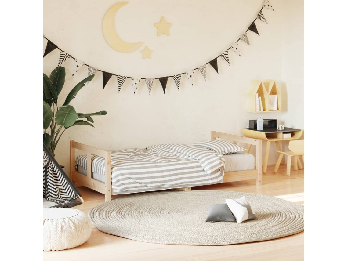 Cama Madera Maciza De Pino 80x160 Cm