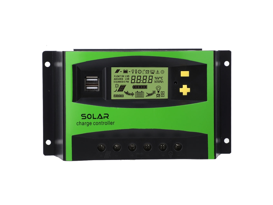 Regulador De Carga Solar De 40 A Y 12 V/24 V Con Controlador Pwm, Grado De Protección Ip32, Pantalla Lcd Y Protecciones.