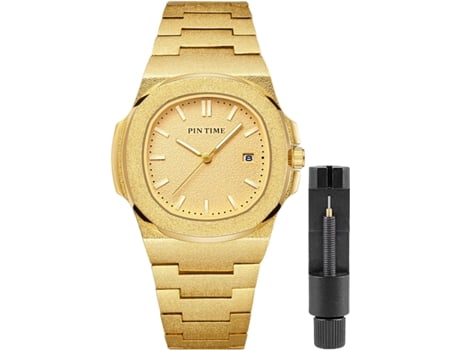 VEANXIN Relojes con caja esmerilada Relojes de pulsera impermeables de acero inoxidable-Oro