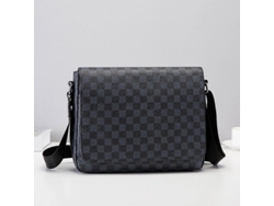 2026-bolsa De Hombro Transversal De Cuero Con Estampado Plaid Gpc, Ajustable Y Versátil Para Viajes Y Oficina Negro