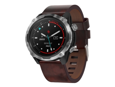 Correa Smartwatch para Garmin Descent MK 2 26mm con Hebilla de Cuero y Acero (Marrón)