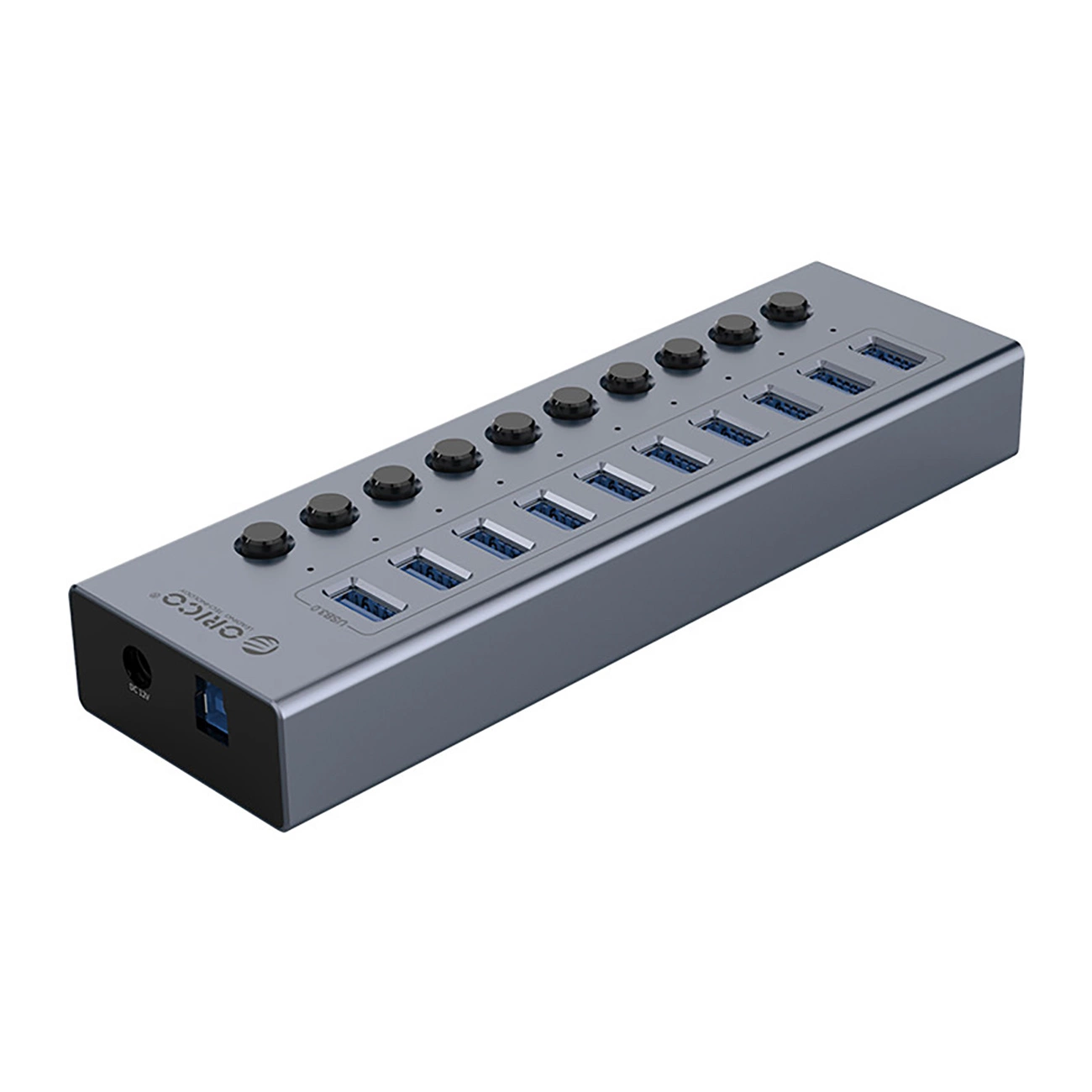 Concentrador Orico 10x USB A 3.0 con interruptores para PC con conexión rápida