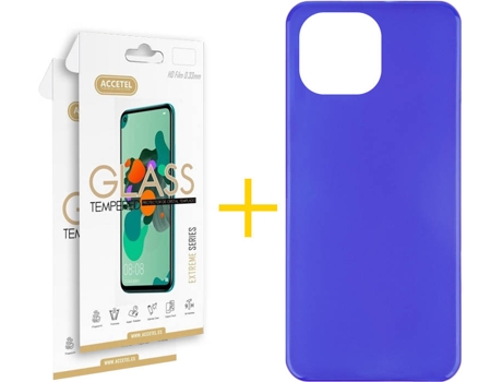 Kit Funda + 2 Protectores de Pantalla Apple iPhone 13 Pro Max ACCETEL Liso 8 Azul