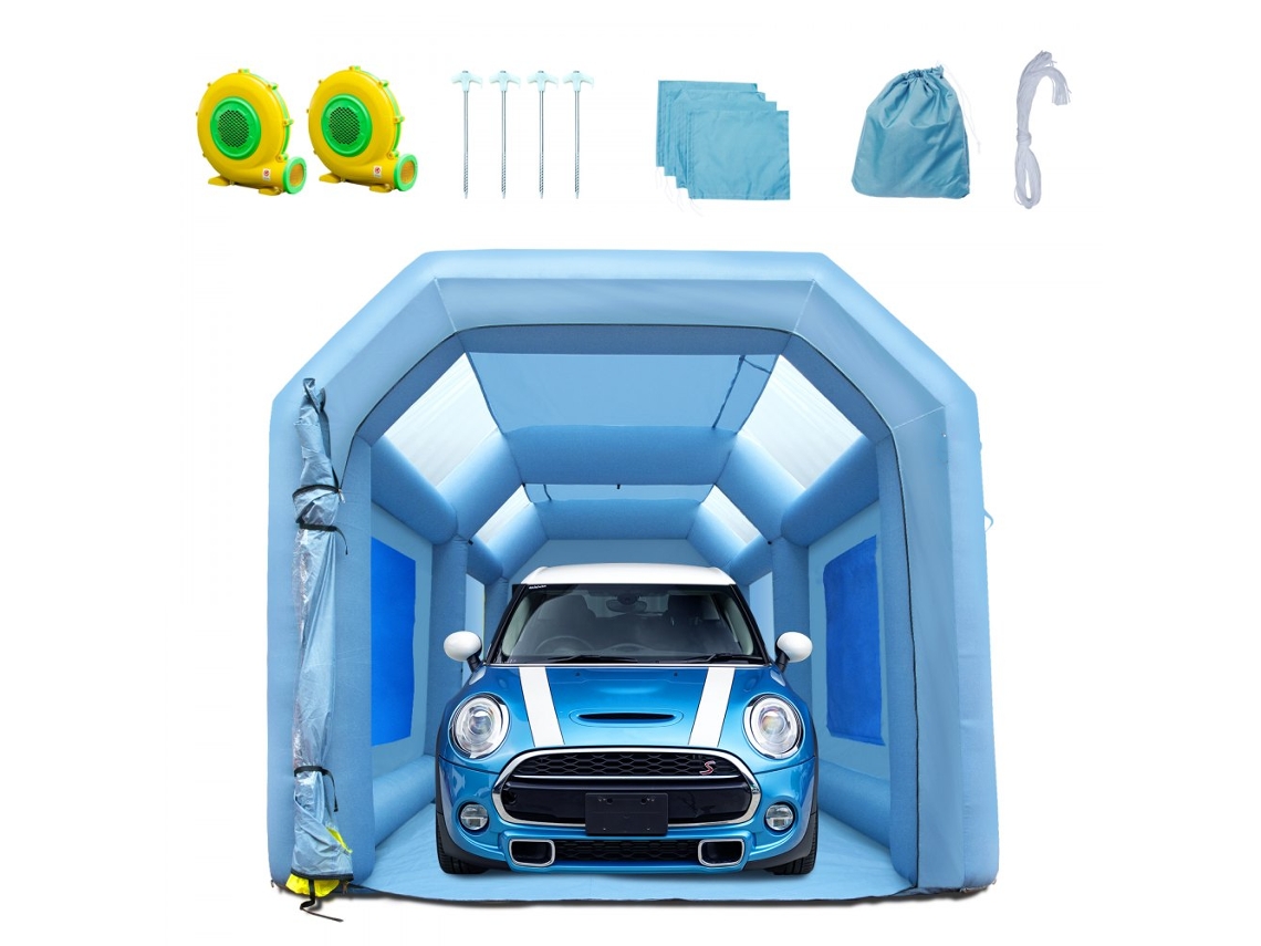 Cabina de pintura inflable portátil de 5 x 2,2 x 2,1 m con ventiladores Tekmaquinas