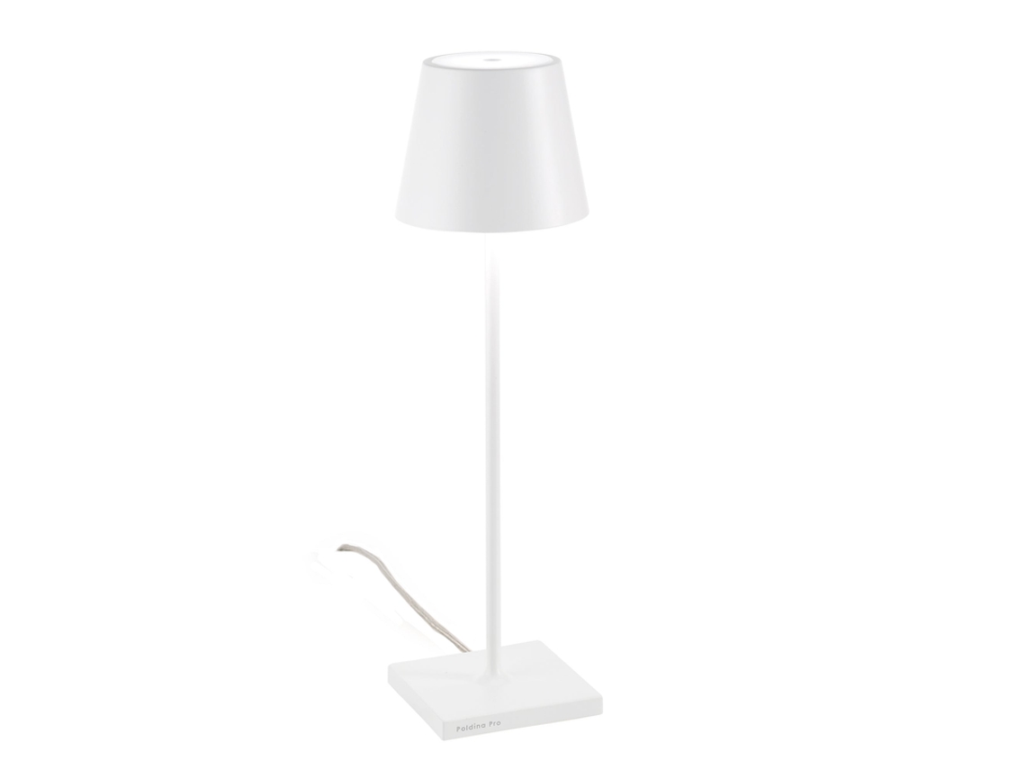 Lámpara De Mesa Led Poldina Blanca Regulable Con Cable De 230 V, 11 X 38 Cm - Diseño Moderno En Aluminio
