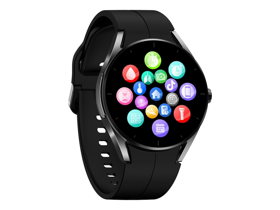 Pulsera inteligente impermeable IP67 de 1,32 pulgadas con monitorización de oxígeno y glucosa (negra)