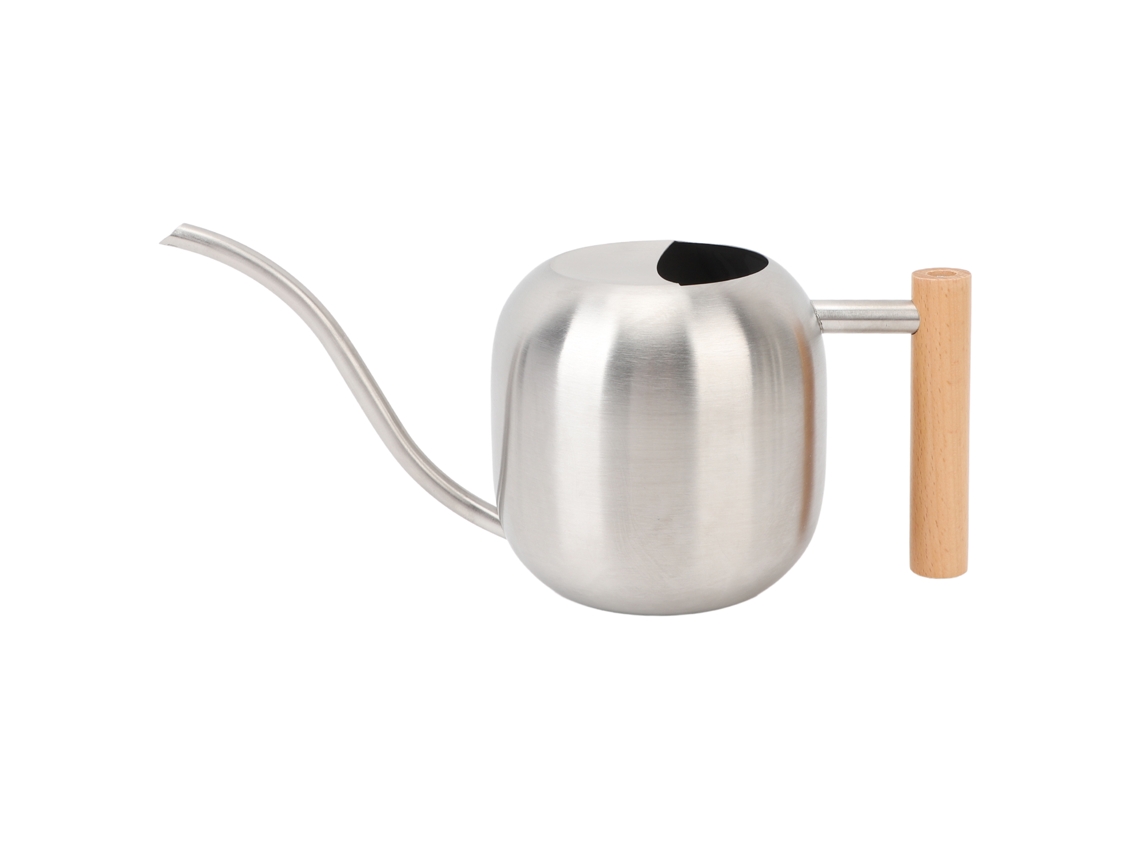 Regadera De Acero Inoxidable Con Pico Largo Y Mango De Madera Para Plantas En Macetas Jardinería