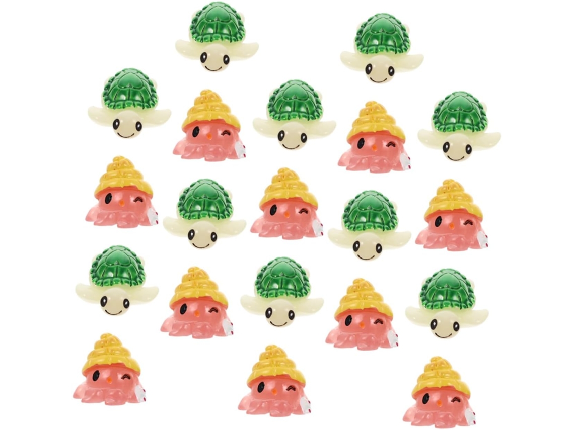 Juego De 20 Figuras En Miniatura De Tortugas Y Pulpos Para Paisajismo.