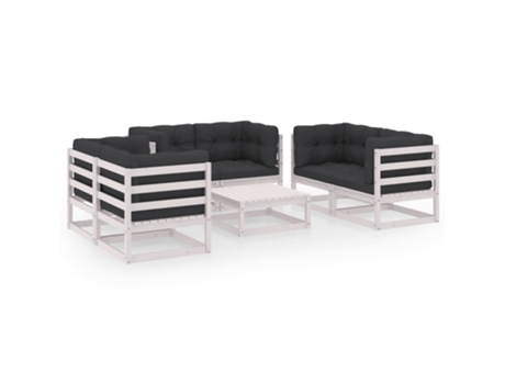 Conjunto 7 de muebles de jardín VIDAXL y cojines madera pino maciza