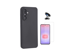 Kit De Cristal Templado Clearglass Funda De Silicona Líquida Soporte Magnético Para Coche Phonecare Para Samsung Galaxy A27 - Negro