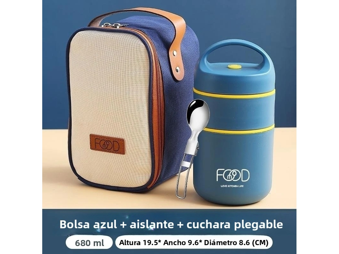 Lonchera Térmica De Acero Inoxidable 304 (azul), Con Bolsa Térmica Y Caja Bento Para Sopa.