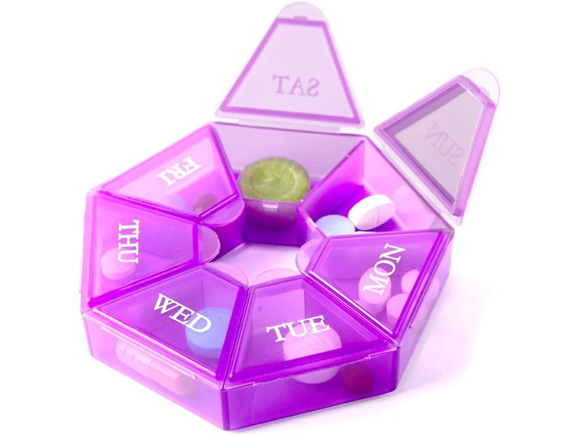 Caja Organizadora Semanal De Medicamentos Y Vitaminas Para 7 Días Con Compartimentos.