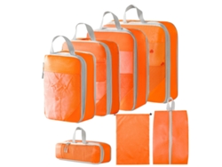 Conjunto De Bolsas Organizadoras Para Malas, Com Bolsas Com Cordão E Bolsas Para Sapatos, Pacote Com 7 Chrui (laranja)