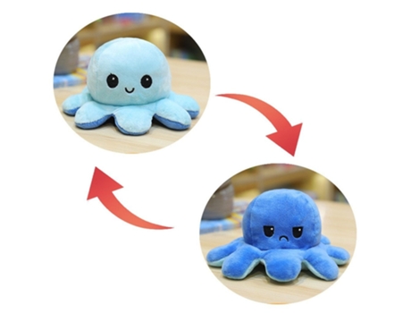Juguete de Peluche de Felpa Suave Pulpo Para Niños, Compañero Animal, Muñeco Abatible de Doble Cara Cc