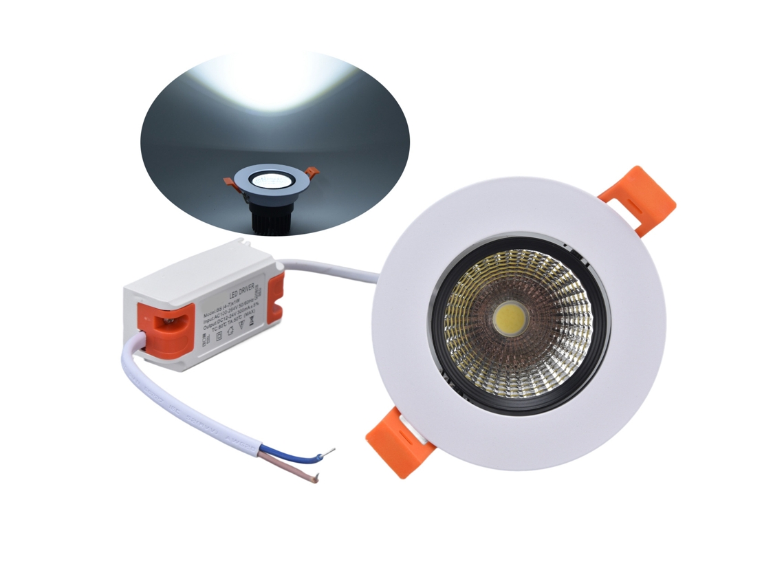 2026-lámpara De Techo Empotrada Led Cob 7w 630lm Ajustable Regulable Para Centros Comerciales Hoteles Salones 100‑264v