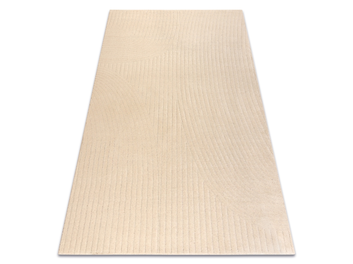 Alfombra De Lana Textura 488.12.la100 Osta - Olas, Marco Geométrico Estructural Crema