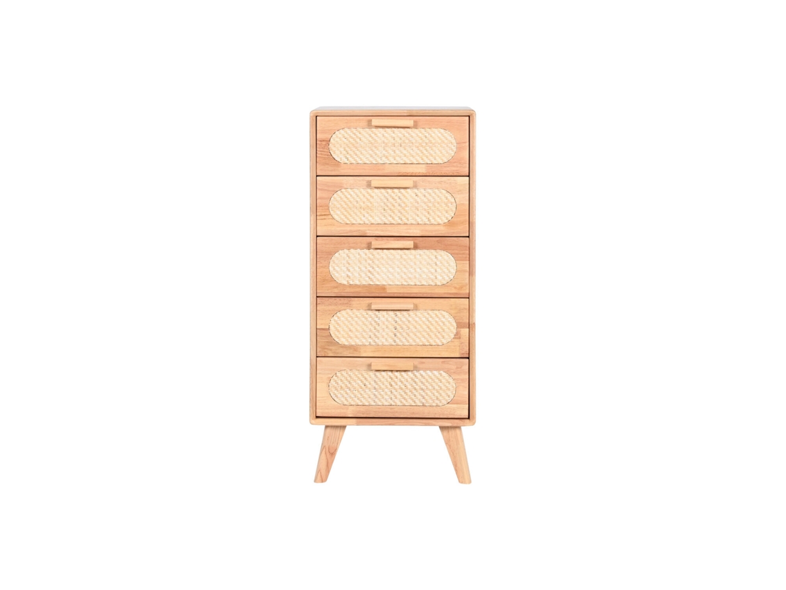 Cajonera Rubberwood Ratán Natural 40x30x93cm