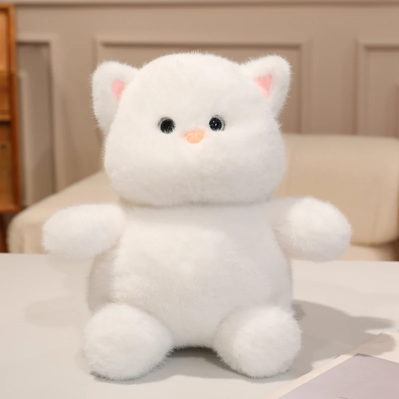 Peluche de gato blanco, muñeco creativo, animal de peluche MDUG (blanco, 28 cm)