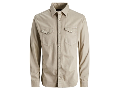 Camisa para Hombre JACK & JONES Manga comprida sheridan Beige (M)