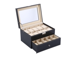 Caja Para Guardar Joyas Con 20 Compartimentos, Cerradura Con Llave, Ideal Para Viajes, Color Negro.