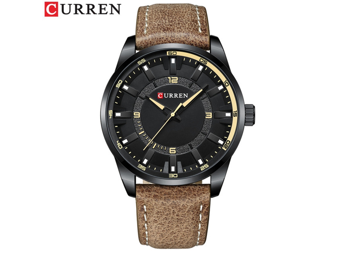 Reloj De Pulsera Para Hombre, De Estilo Formal, Con Correa De Cuero, Esfera Grande Y Un Diseño Sencillo E Informal.