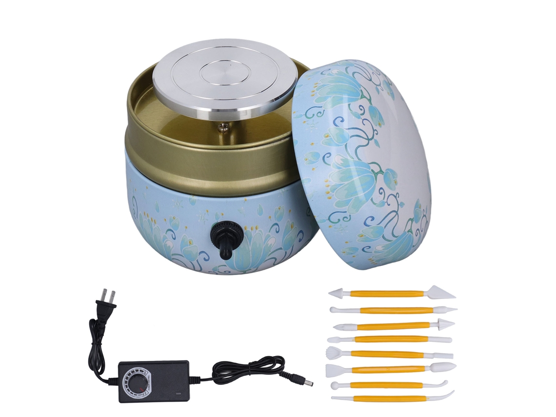 Mini Máquina de Roda de Cerâmica Portátil com Regulação de Velocidade Contínua 30w Azul Claro