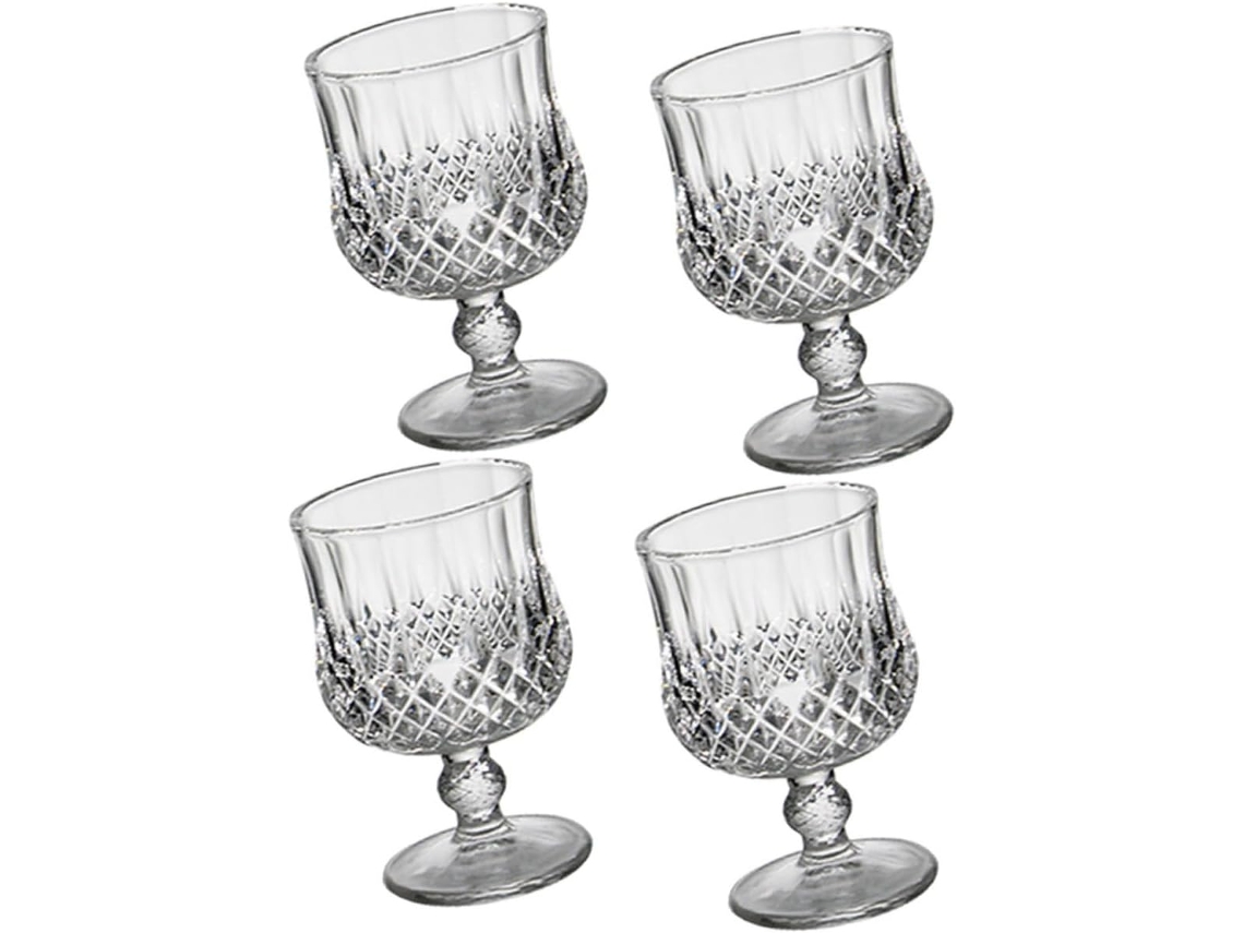 Juego De 4 Copas De Vino Tinto En Cristal Delicadamente Tallado Con Bordes Uniformes, Diseño